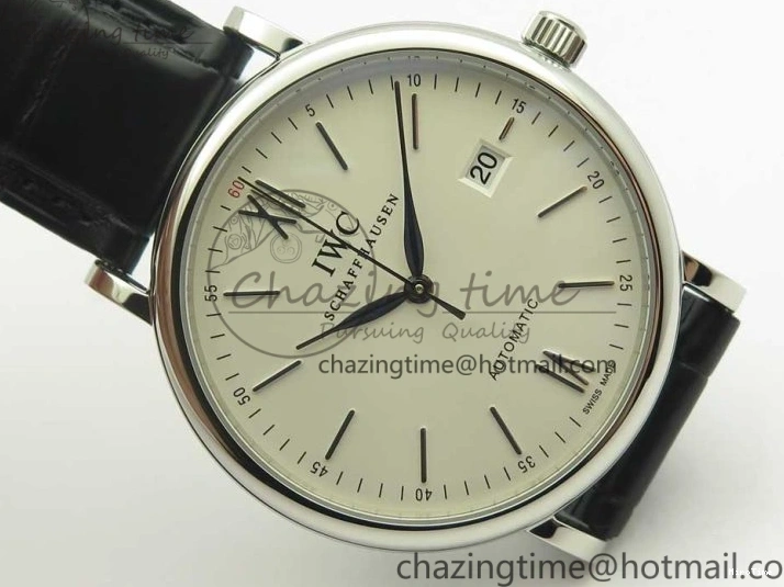 MIROTIME 0306 Supportive Portofino Automatic SS AF 1:1 Best Edition White Dial on Black Croco Leather Strap A 7184